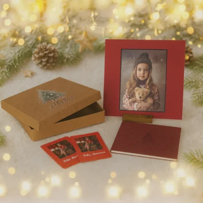 Caja cartón kraft + álbum 25x20 con imanes 15x20